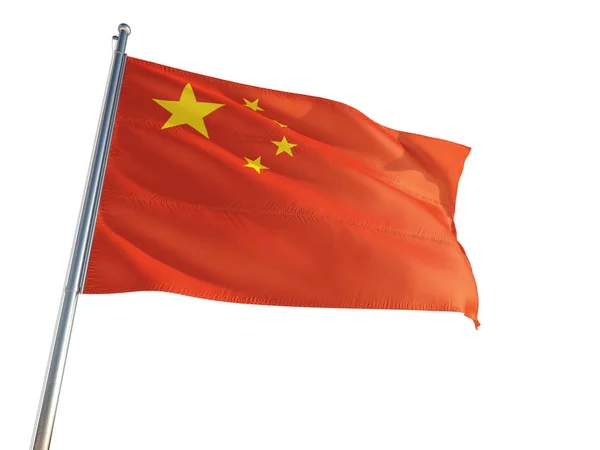 Bandeira Nacional China Acenando Vento Fundo Branco Isolado Alta Definição — Fotografia de Stock