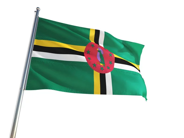Flaga Narodowa Dominika Macha Wietrze Białym Tle Wysokiej Rozdzielczości — Zdjęcie stockowe