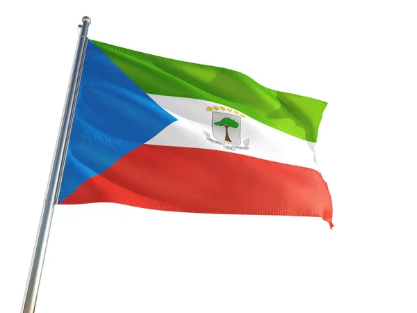 Екваторіальна Гвінея Національний Прапор Махав Вітрі Ізольовані Білим Тлом Високої — стокове фото