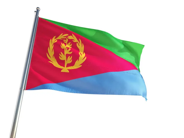 Bandera Nacional Eritrea Ondeando Viento Fondo Blanco Aislado Alta Definición — Foto de Stock