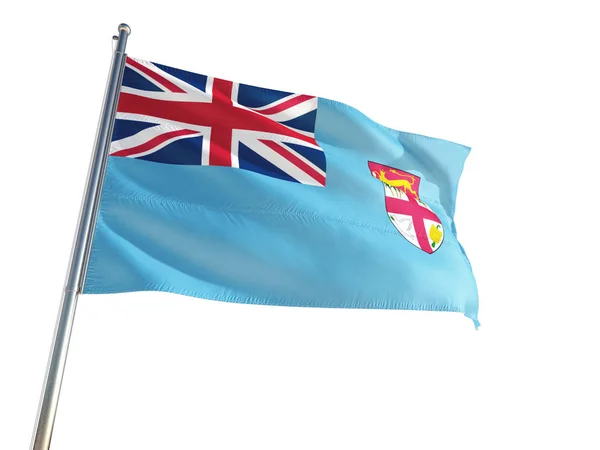 Fiji National Flag Waving Wind Isolated White Background High Definition — Stock Photo, Image