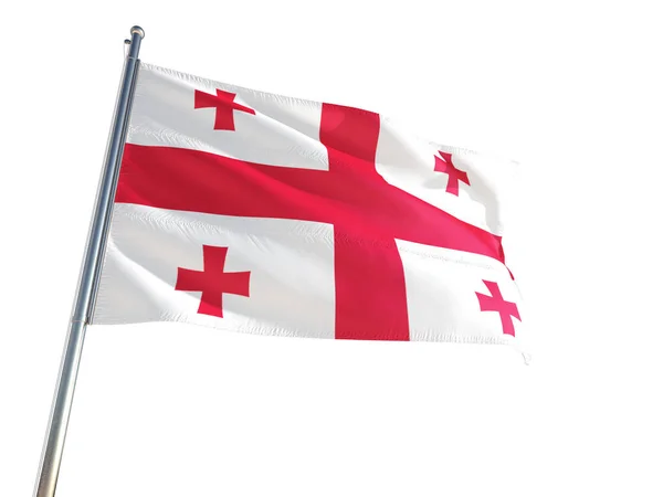 Georgia National Flag Waving Wind Isolated White Background High Definition — Stock Photo, Image