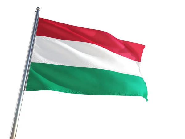 Hungary National Flag Waving Wind Isolated White Background High Definition — Stock Photo, Image