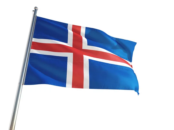 Bandera Nacional Islandia Ondeando Viento Fondo Blanco Aislado Alta Definición —  Fotos de Stock