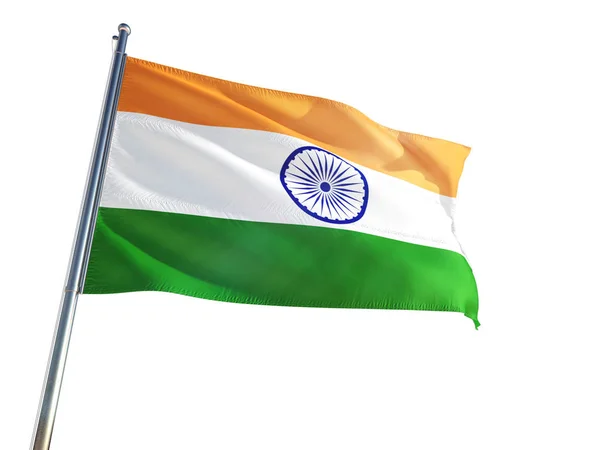 Bandera Nacional India Ondeando Viento Fondo Blanco Aislado Alta Definición —  Fotos de Stock