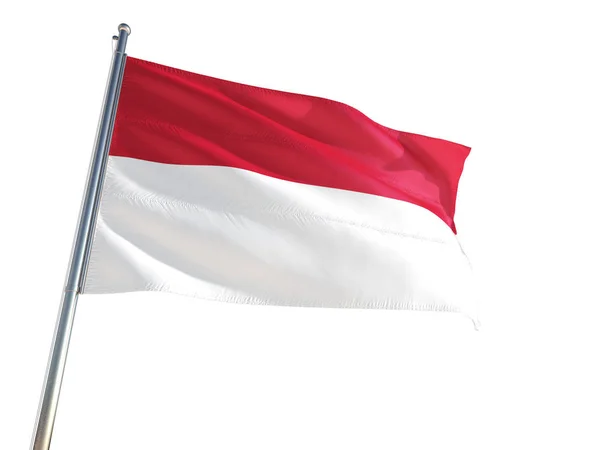 Indonesiens Nationalflagge Weht Wind Weißer Hintergrund Hohe Auflösung — Stockfoto