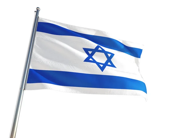 Israel National Flag Waving Wind Isolated White Background High Definition — Stock Photo, Image