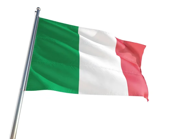 Bandeira Nacional Itália Acenando Vento Fundo Branco Isolado Alta Definição — Fotografia de Stock
