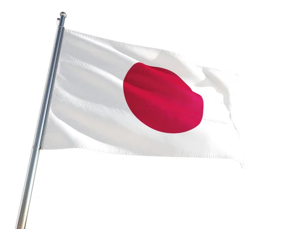 Japanse Nationale Vlag Zwaaien Wind Geïsoleerd Witte Achtergrond High Definition — Stockfoto