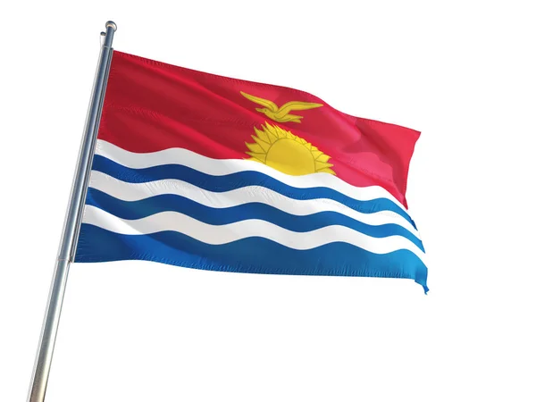 Kiribati National Flag Waving Wind Isolated White Background High Definition — Stock Photo, Image