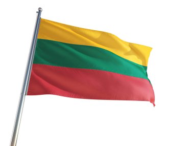Lithuania National Flag waving in the wind, isolated white background. High Definition clipart
