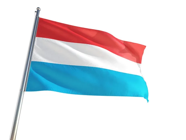 Luxembourg National Flag Waving Wind Isolated White Background High Definition — Stock Photo, Image