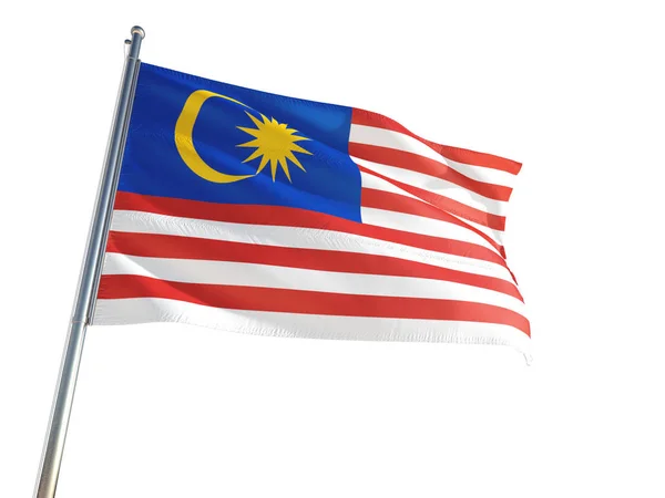Malajsie Státní Vlajka Mávání Větru Izolované Bílým Pozadím Vysokým Rozlišením — Stock fotografie