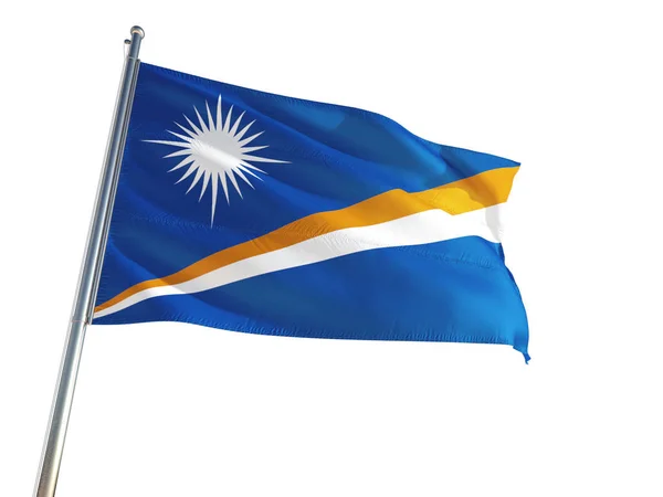 Bandeira Nacional Das Ilhas Marshall Acenando Vento Fundo Branco Isolado — Fotografia de Stock