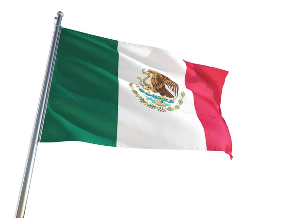 Bandera Nacional México Ondeando Viento Fondo Blanco Aislado Alta Definición — Foto de Stock