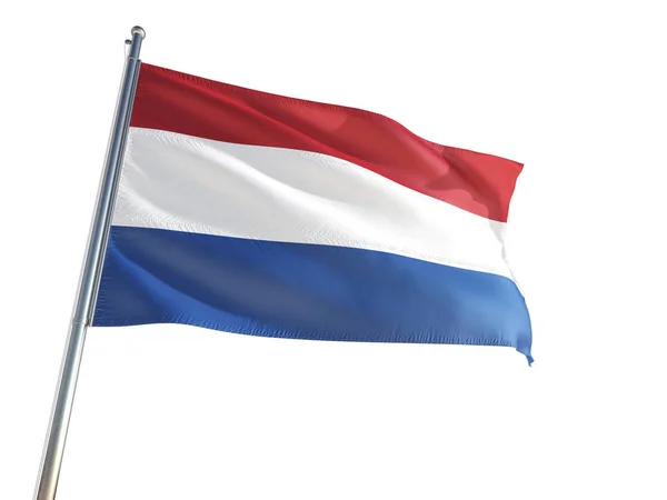 Bandera Nacional Holanda Ondeando Viento Fondo Blanco Aislado Alta Definición —  Fotos de Stock