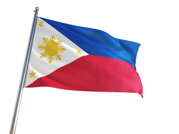 Bandera Nacional Filipinas Ondeando Viento Fondo Blanco Aislado Alta Definición —  Fotos de Stock