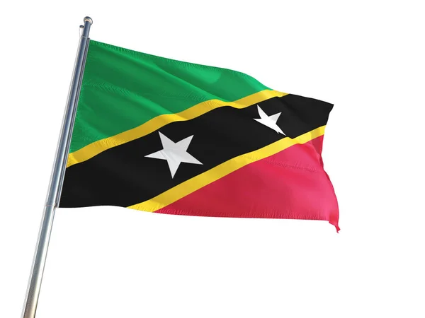 Saint Kitts Nevis Bandiera Nazionale Sventola Nel Vento Sfondo Bianco — Foto Stock