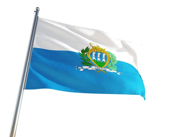 산마리노의 국기는 바람에 배경에 — 스톡 사진