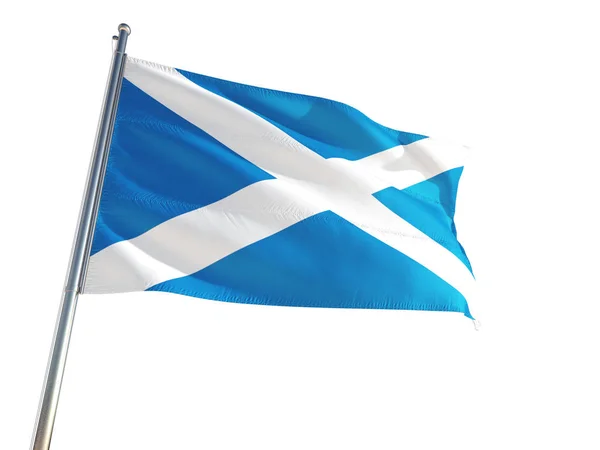 Bandera Nacional Escocia Ondeando Viento Fondo Blanco Aislado Alta Definición — Foto de Stock