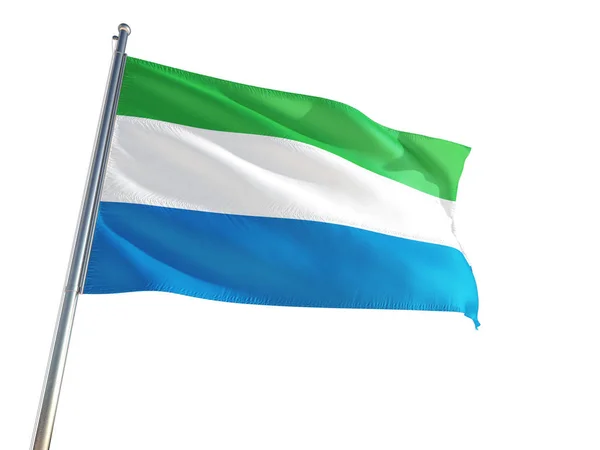 Sierra Leone National Flag Waving Wind Isolated White Background High — Stock Photo, Image