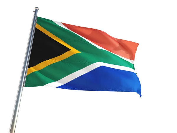 Sydafrika Flagga Vajade Vinden Isolerade Vit Bakgrund High Definition — Stockfoto