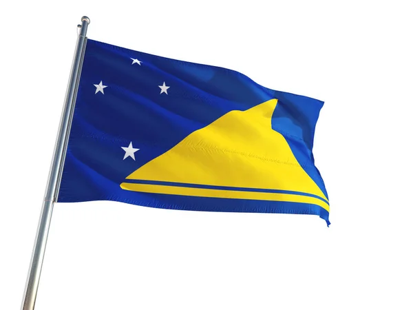 Tokelau National Flag Waving Wind Isolated White Background High Definition — Stock Photo, Image