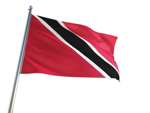 Trinidad Tobago Nationale Vlag Zwaaien Wind Geïsoleerd Witte Achtergrond High — Stockfoto