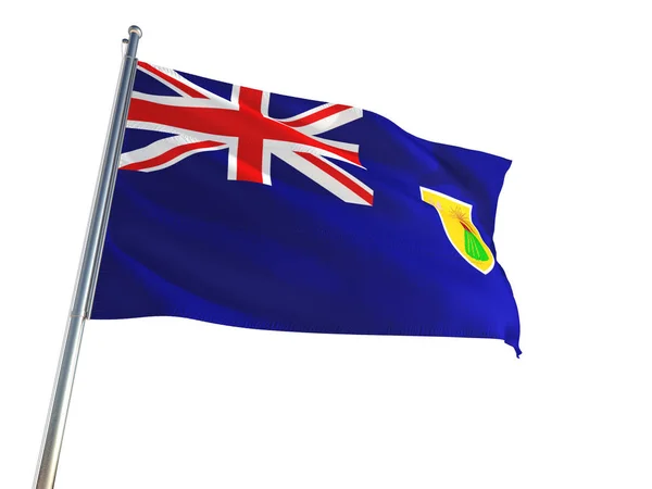 Bandeira Nacional Das Ilhas Turcas Caicos Acenando Vento Fundo Branco — Fotografia de Stock