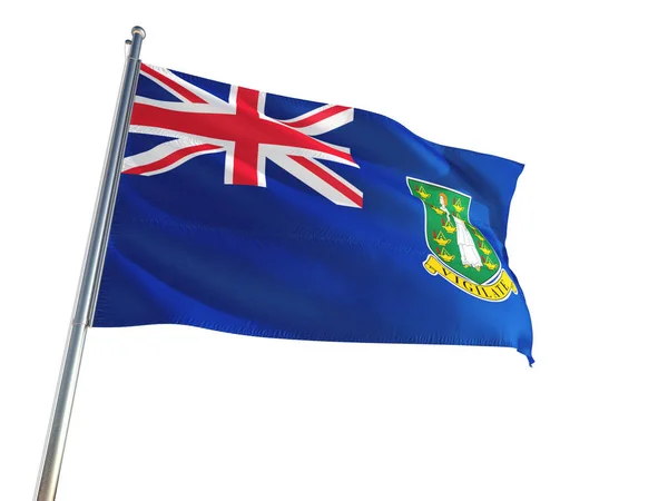 Britse Maagdeneilanden Nationale Vlag Zwaaien Wind Geïsoleerd Witte Achtergrond High — Stockfoto