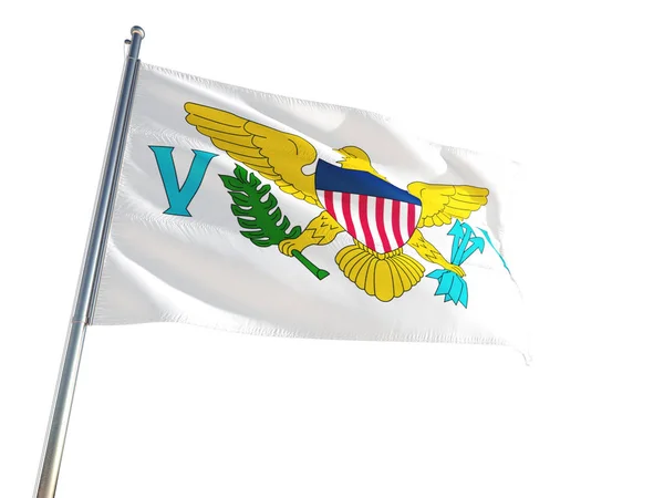 Die Nationalflagge Der Vereinigten Staaten Weht Wind Weißer Hintergrund Hohe — Stockfoto