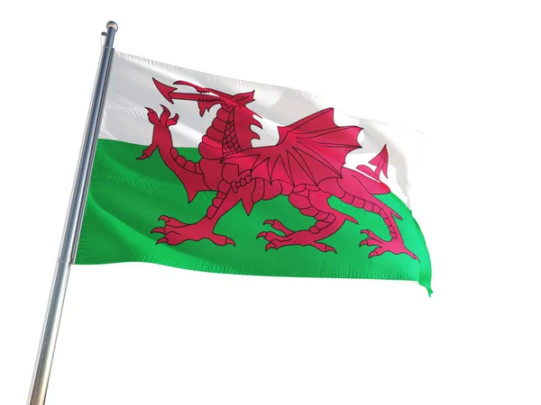 Wales Galler National Flag Waving Wind Isolated White Background High — Stock Photo, Image