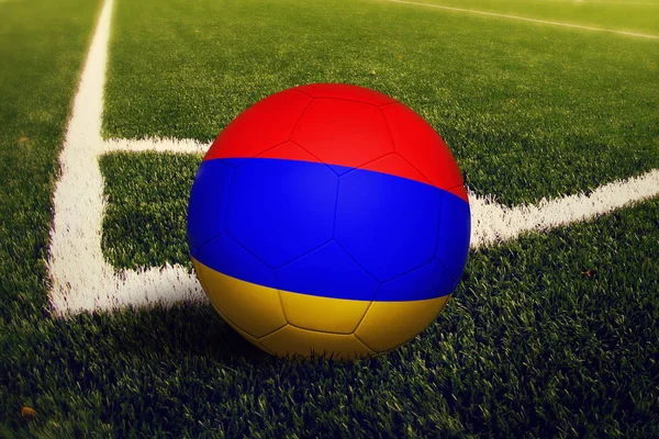 Bola Armenia Posición Patada Esquina Fondo Del Campo Fútbol Tema — Foto de Stock