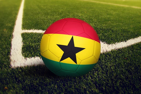 Bola Ghana Posición Patada Esquina Fondo Del Campo Fútbol Tema — Foto de Stock