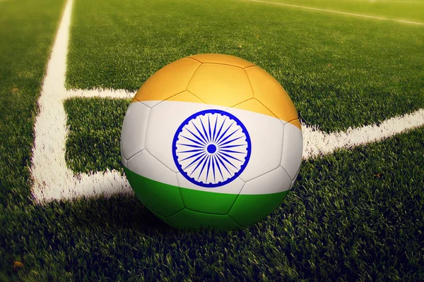 Bola India Posición Patada Esquina Fondo Del Campo Fútbol Tema — Foto de Stock