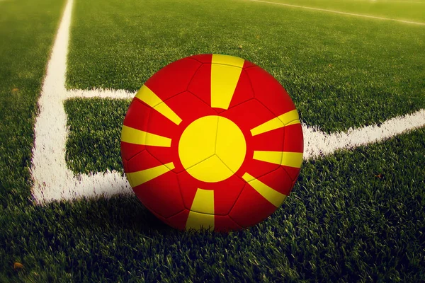 Macedonia Bola Esquina Posición Patada Fondo Del Campo Fútbol Tema — Foto de Stock