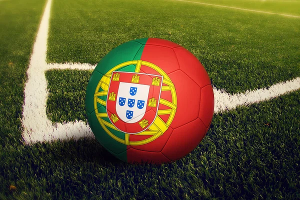 Balle Portugal Position Corner Kick Fond Terrain Football Thème National — Photo