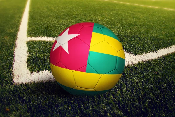 Bola Togo Posición Patada Esquina Fondo Del Campo Fútbol Tema — Foto de Stock