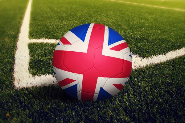 Royaume Uni Ballon Position Corner Kick Fond Terrain Football Thème — Photo