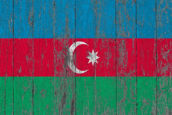 Bandera Azerbaiyán Pintada Sobre Fondo Textura Madera Desgastada — Foto de Stock