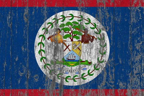 Flag Belize Painted Worn Out Wooden Texture Background — Stock Photo, Image