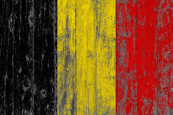 Flag Belgium Painted Worn Out Wooden Texture Background — Stock Photo, Image
