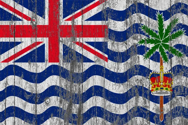 Brittiska Indiska Oceanöarna Flagga Målad Slitna Trä Textur Bakgrund — Stockfoto