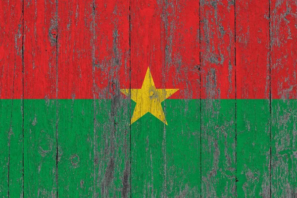 Burkina Faso Bayrağı Ahşap Doku Arka Plan Aşınmış Boyanmış — Stok fotoğraf