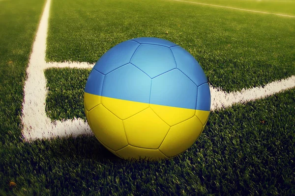 Ukraine Ball Corner Kick Position Soccer Field Background National Football — Stock Photo, Image