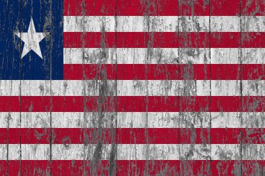 Liberya bayrağı ahşap doku arka plan aşınmış boyanmış.