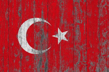 Türkiye'nin bayrak ahşap doku arka plan aşınmış boyanmış.