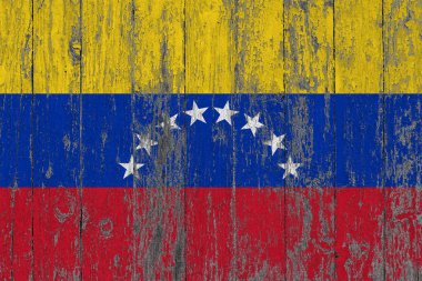 Venezuela bayrağı ahşap doku arka plan aşınmış boyanmış.