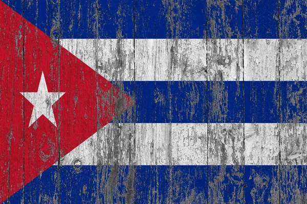 Bandera Cuba Pintada Sobre Fondo Textura Madera Desgastada — Foto de Stock