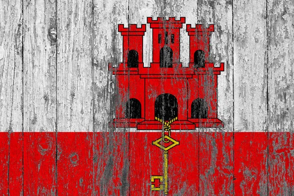Gibraltars Flagga Målad Slitna Trä Textur Bakgrund — Stockfoto